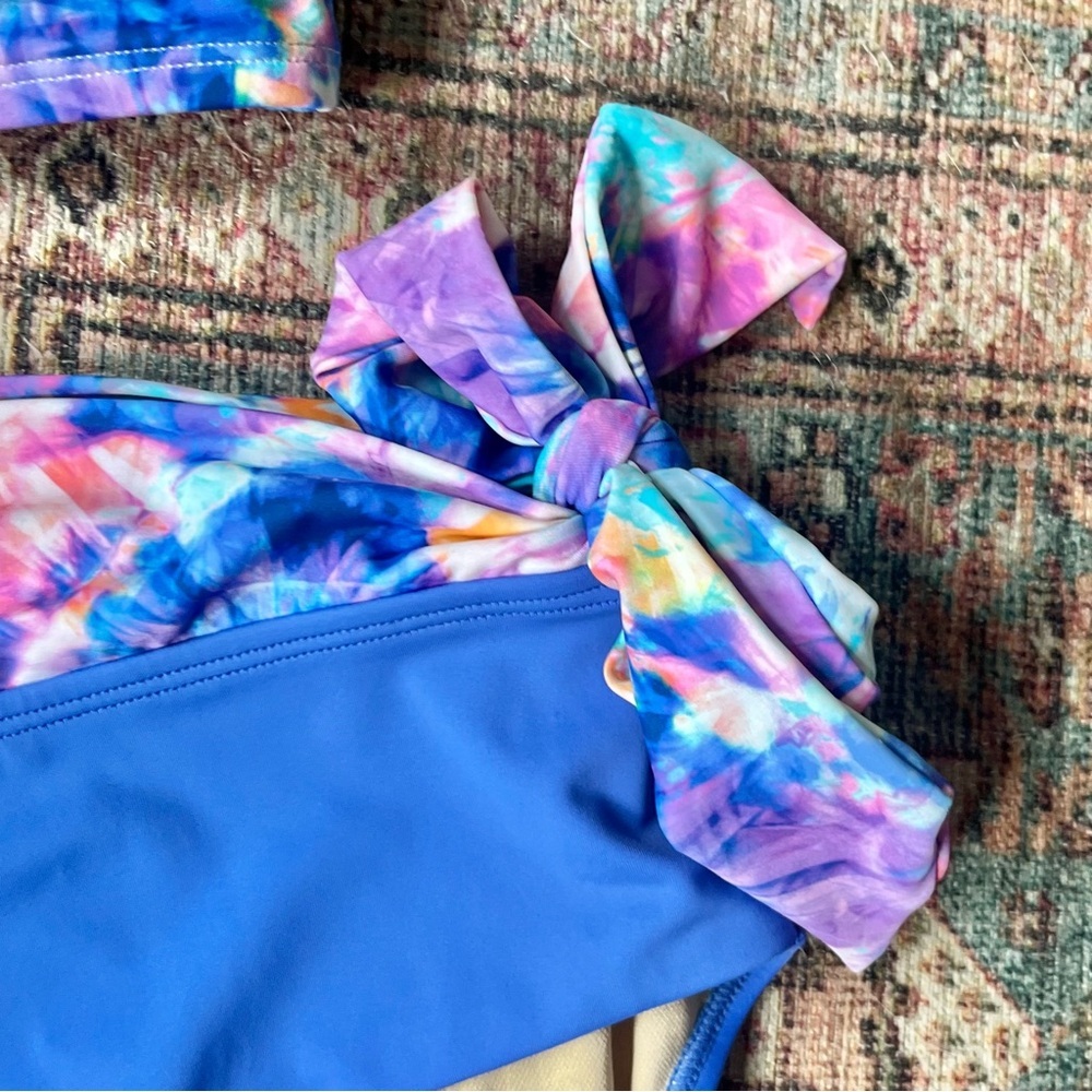 Swimsuits For All Tie Dye Shoulder Bikini Set Shirred High Waist Brief 22 / 24 - Picture 7 of 12